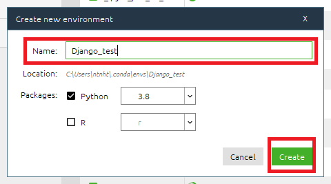 python Anaconda Navigator create