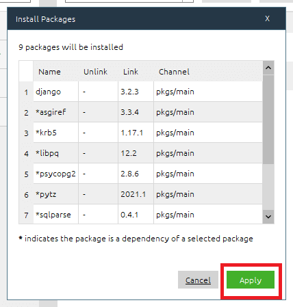 python django インストール apply